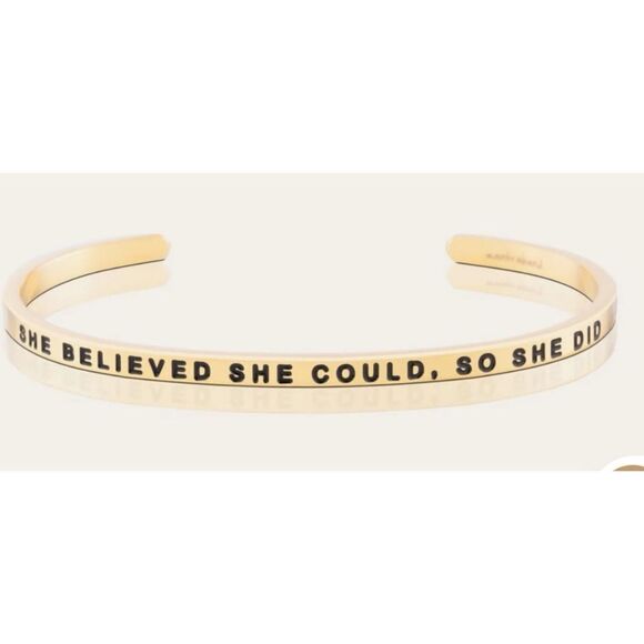 Mantra  18K Gold Plated She Believed She Could, So She Did Bracelet - Picture 1 of 5